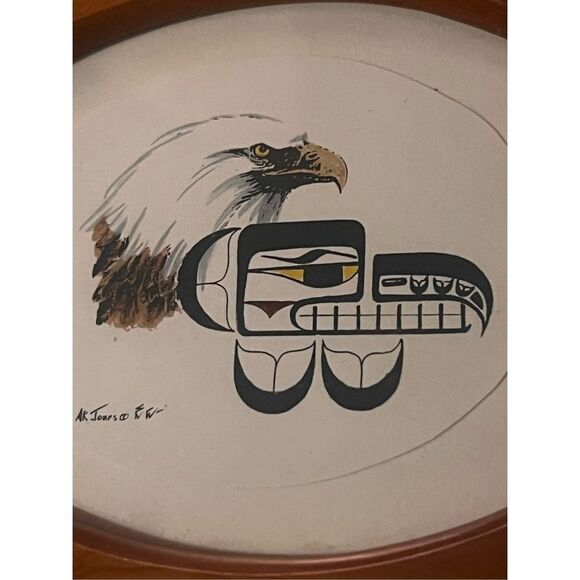 Alaskan Native AK Jones Eagle & Totem Framed Drawing Wall Art Home Decor Signed - Picture 7 of 8